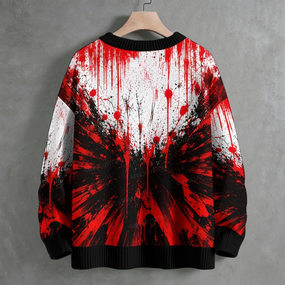 Horror Bloody Clown Graphic Crew Neck Ugly Sweater