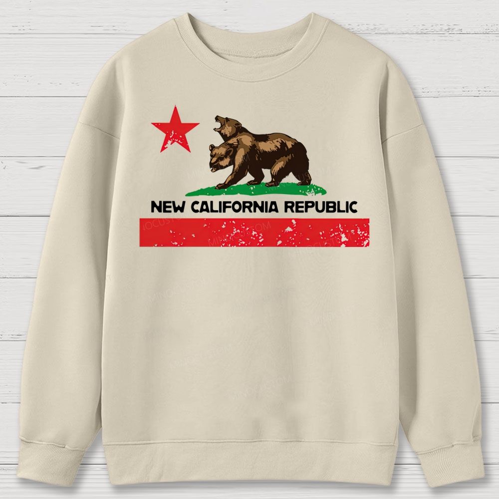 New California Republic Bear Graphic Cotton Sweatshirts 