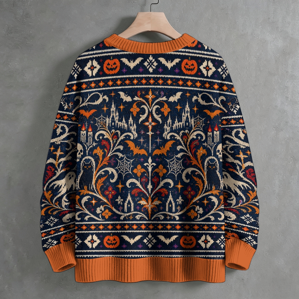 Halloween Vintage Philosophers Portrait Spooky Crew Neck Sweater