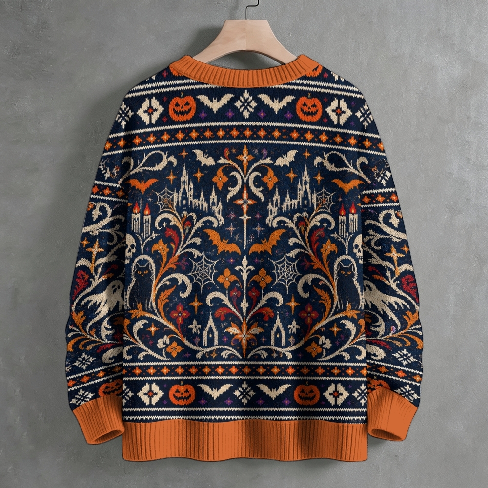 Halloween Vintage Philosophers Portrait Spooky Crew Neck Sweater