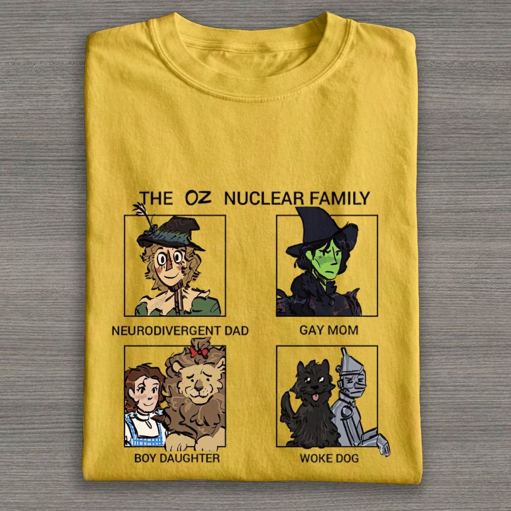 Retro Fantasy Character Family Portrait Funny Graphic Cotton T-shirt