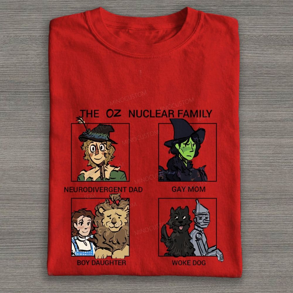 Retro Fantasy Character Family Portrait Funny Graphic Cotton T-shirt