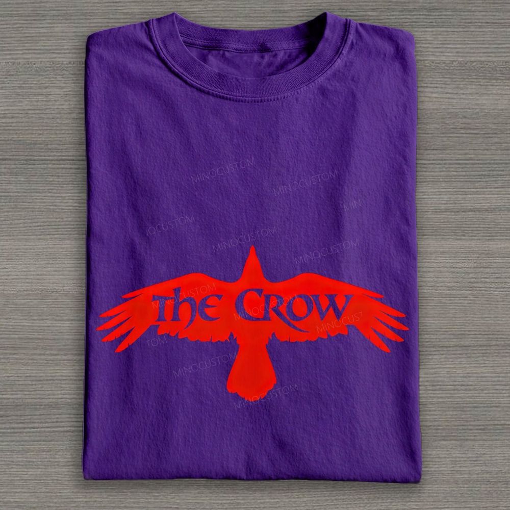 Vintage Dark Raven Silhouette Gothic Art Graphic Cotton T-shirt