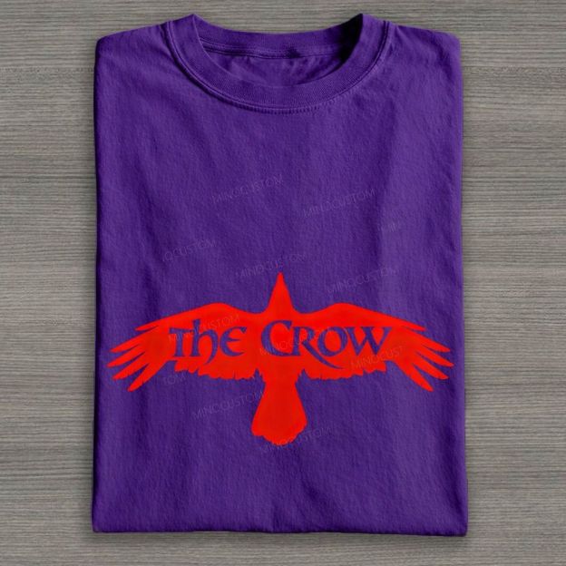 Vintage Dark Raven Silhouette Gothic Art Graphic Cotton T-shirt