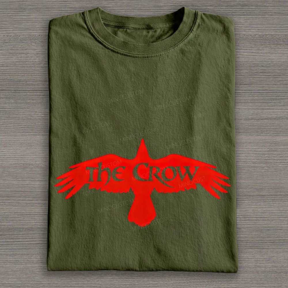 Vintage Dark Raven Silhouette Gothic Art Graphic Cotton T-shirt