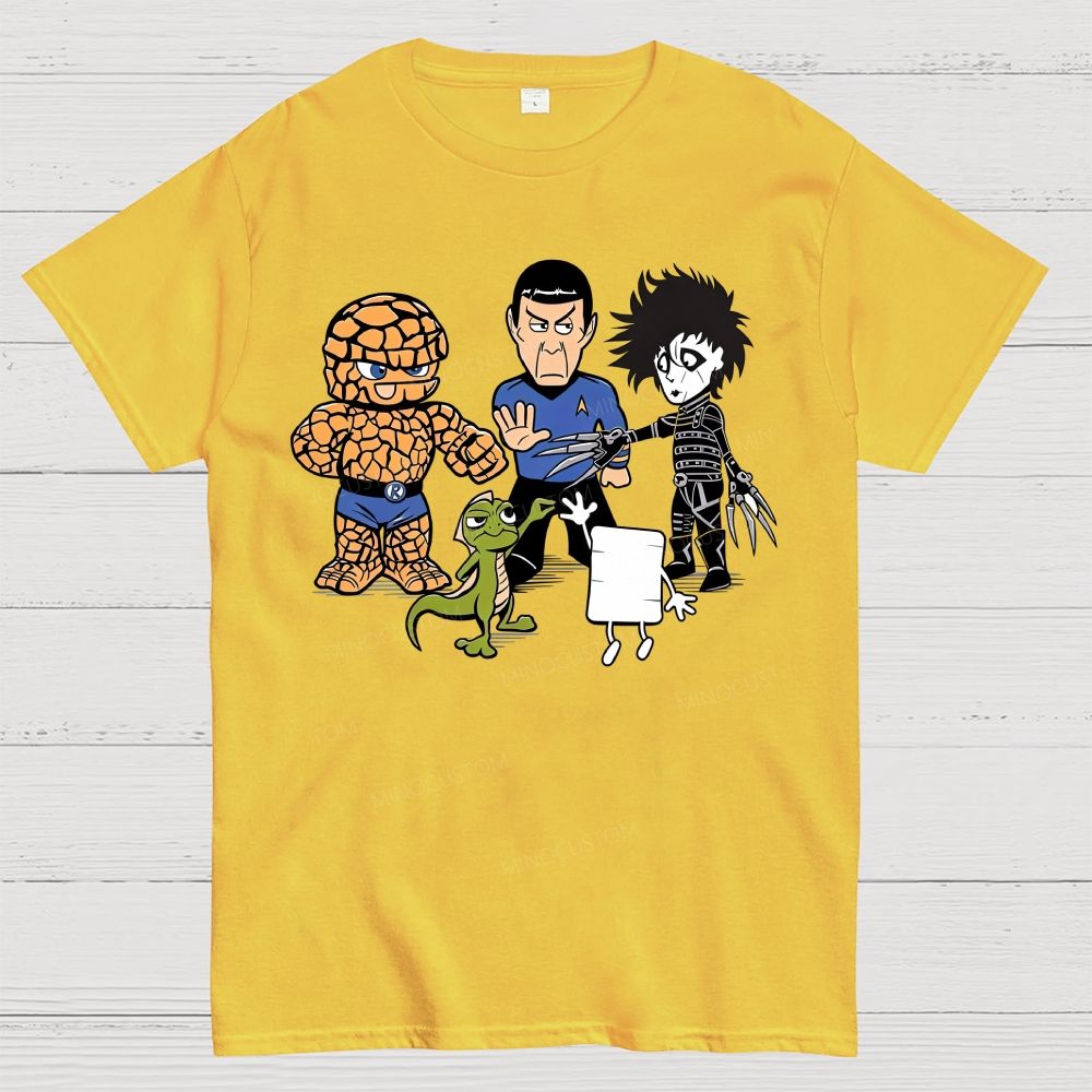 Cute Cartoon Character Mashup Art Cotton T-Shirt