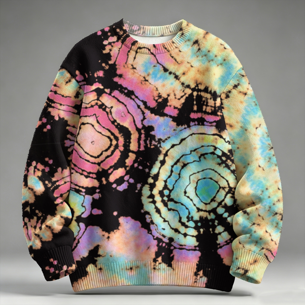 Psychedelic Spiral Tie‑Dye Raglan Sweater