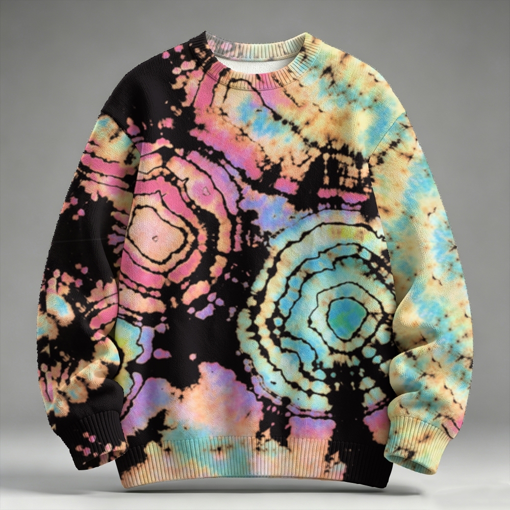 Psychedelic Spiral Tie‑Dye Raglan Sweater