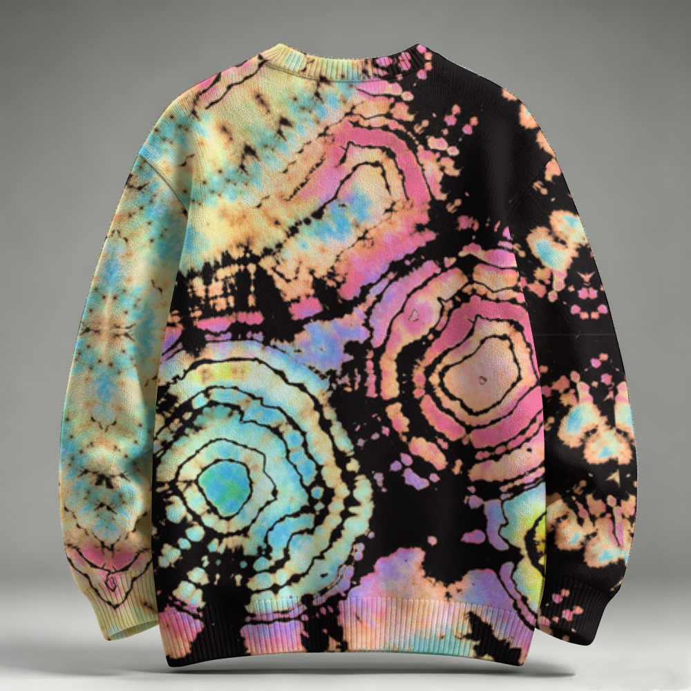 Psychedelic Spiral Tie‑Dye Raglan Sweater