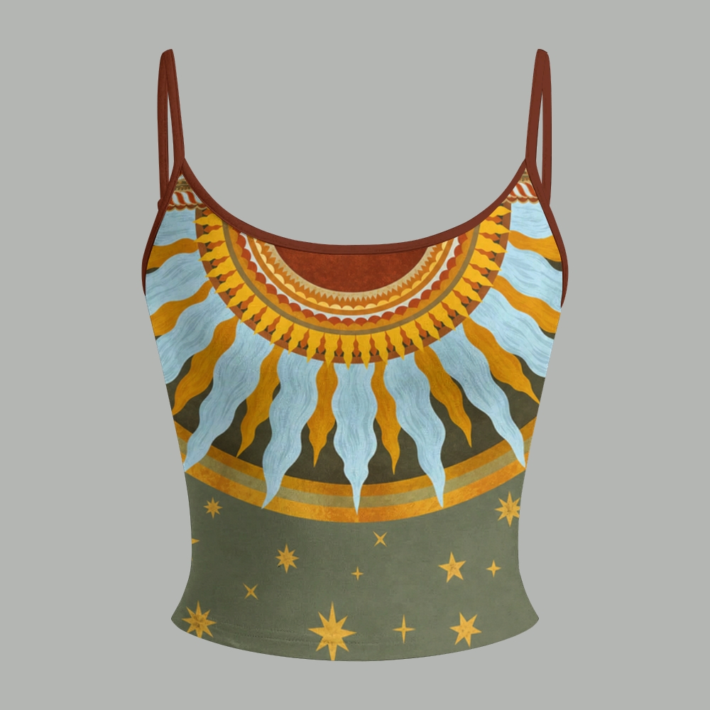 Boho Retro Sun Star Cloud Top & Elasticated Trousers Two-Piece Set