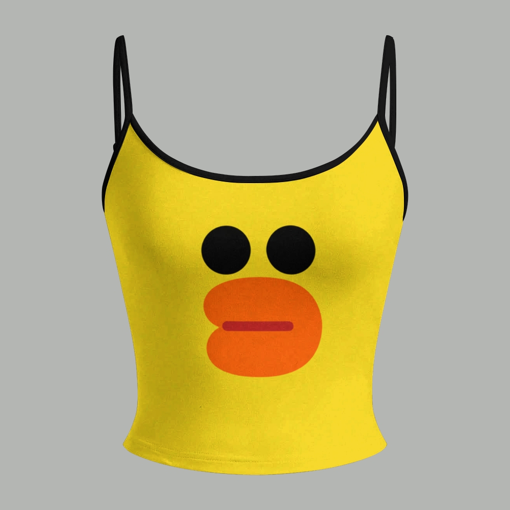 Cute Yellow Cartoon Duck Top & Elasticated Trousers Two-Piece Set 