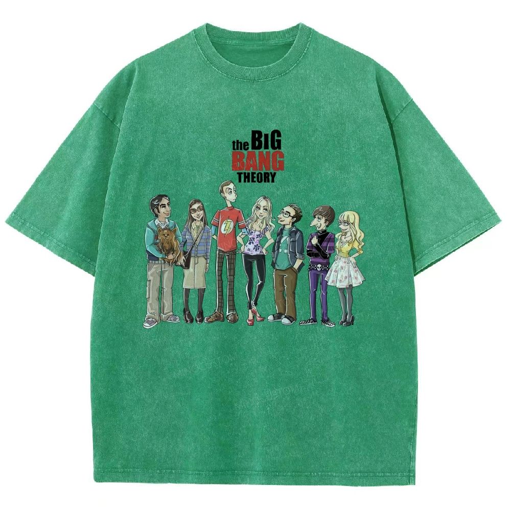 Cute Scientist Group Cartoon Illustration Graphic Unisex Fit Washed T-Shirt