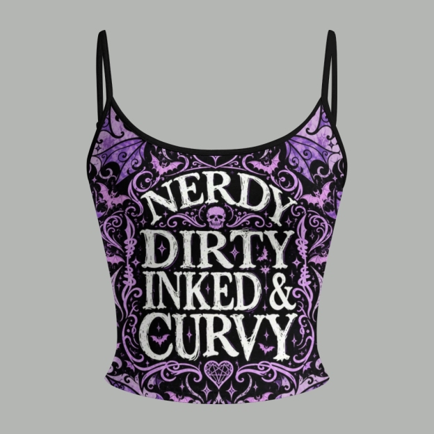 Dark Ornate Bat Pattern Slogan Graphic Top & Elasticated Trousers Two-Piece Set
