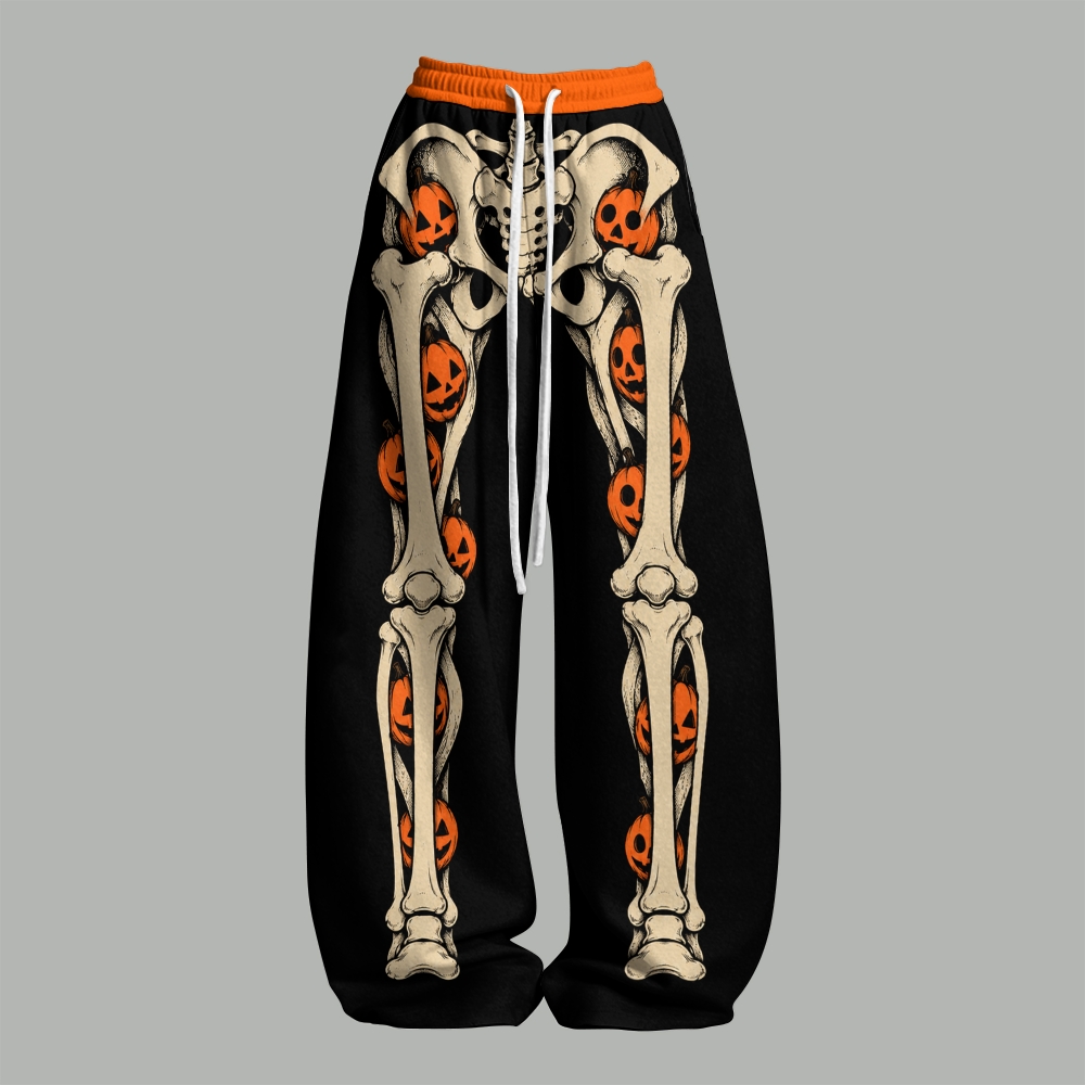 Halloween Skeleton Pumpkin Spooky Top & Elasticated Trousers Two-Piece Set