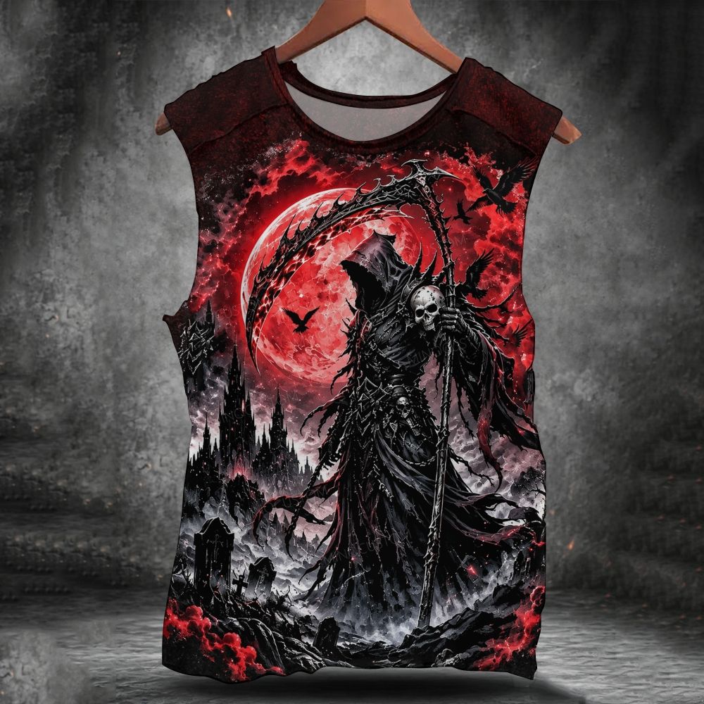 Retro Dark Death Printed Tank Top 