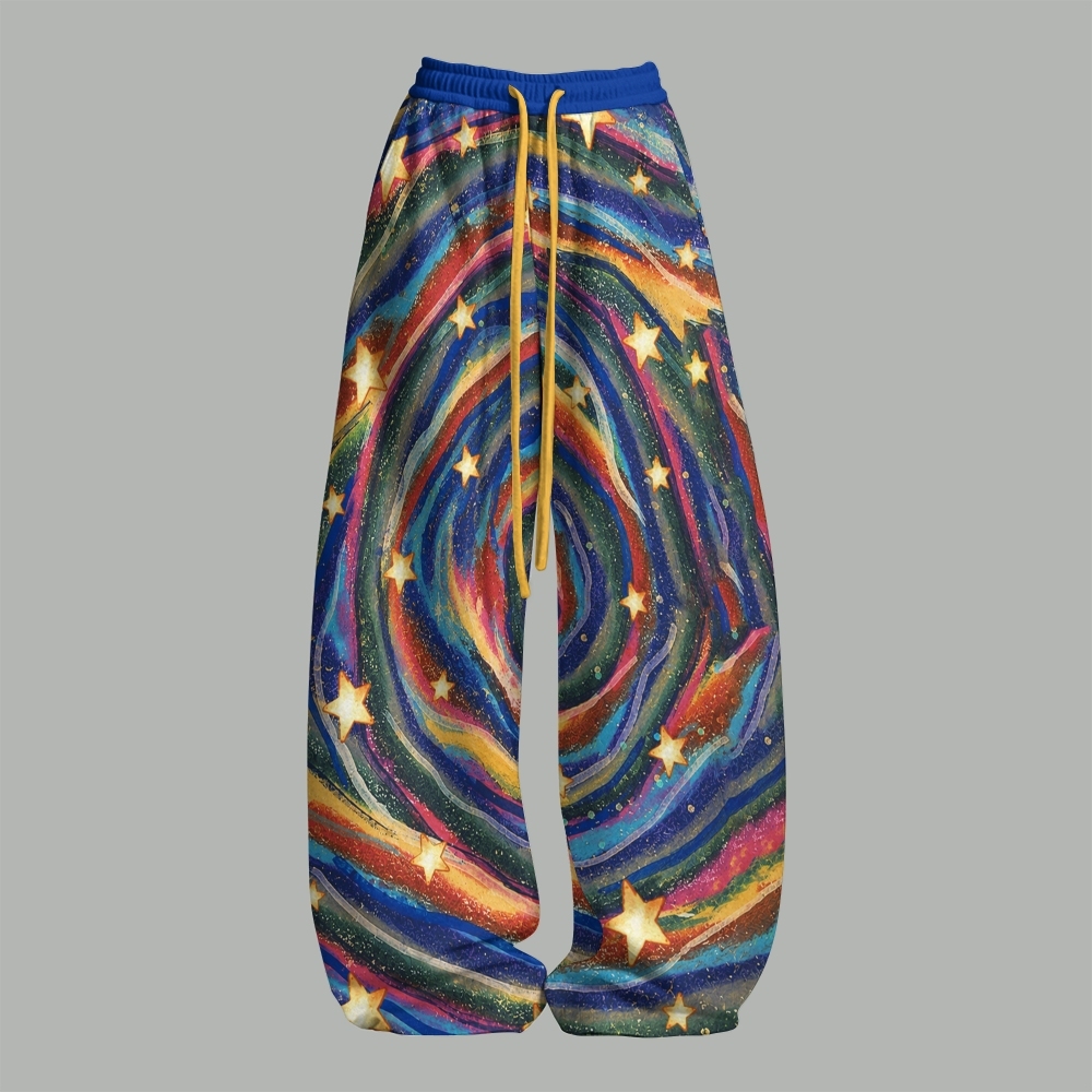 Psychedelic Swirl Galaxy Star Top & Elasticated Trousers Two-Piece Set