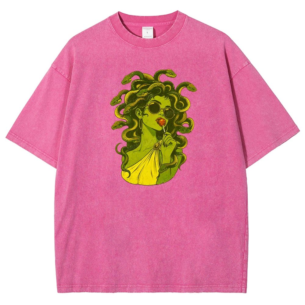 Medusa Lollipop with Sunglasses Washed T-shirt