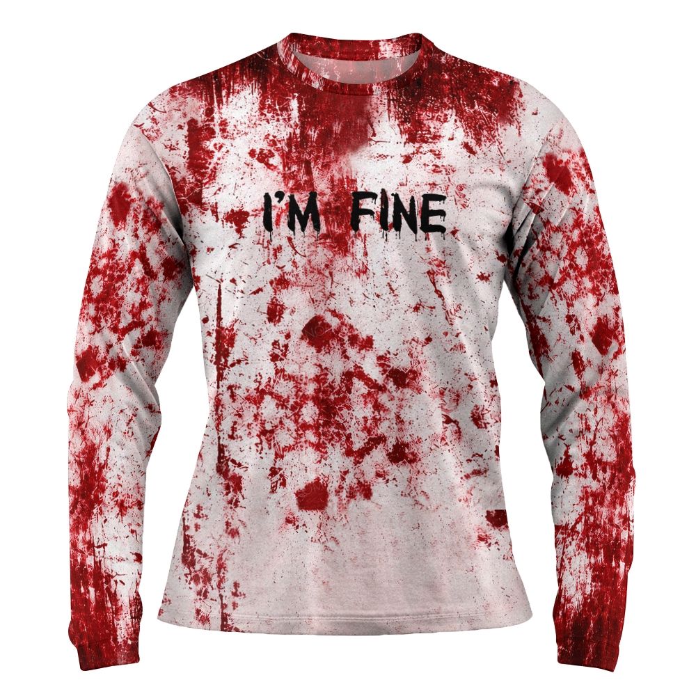 I'm Fine Blood Splatter Horror Funny Halloween Sweatshirt