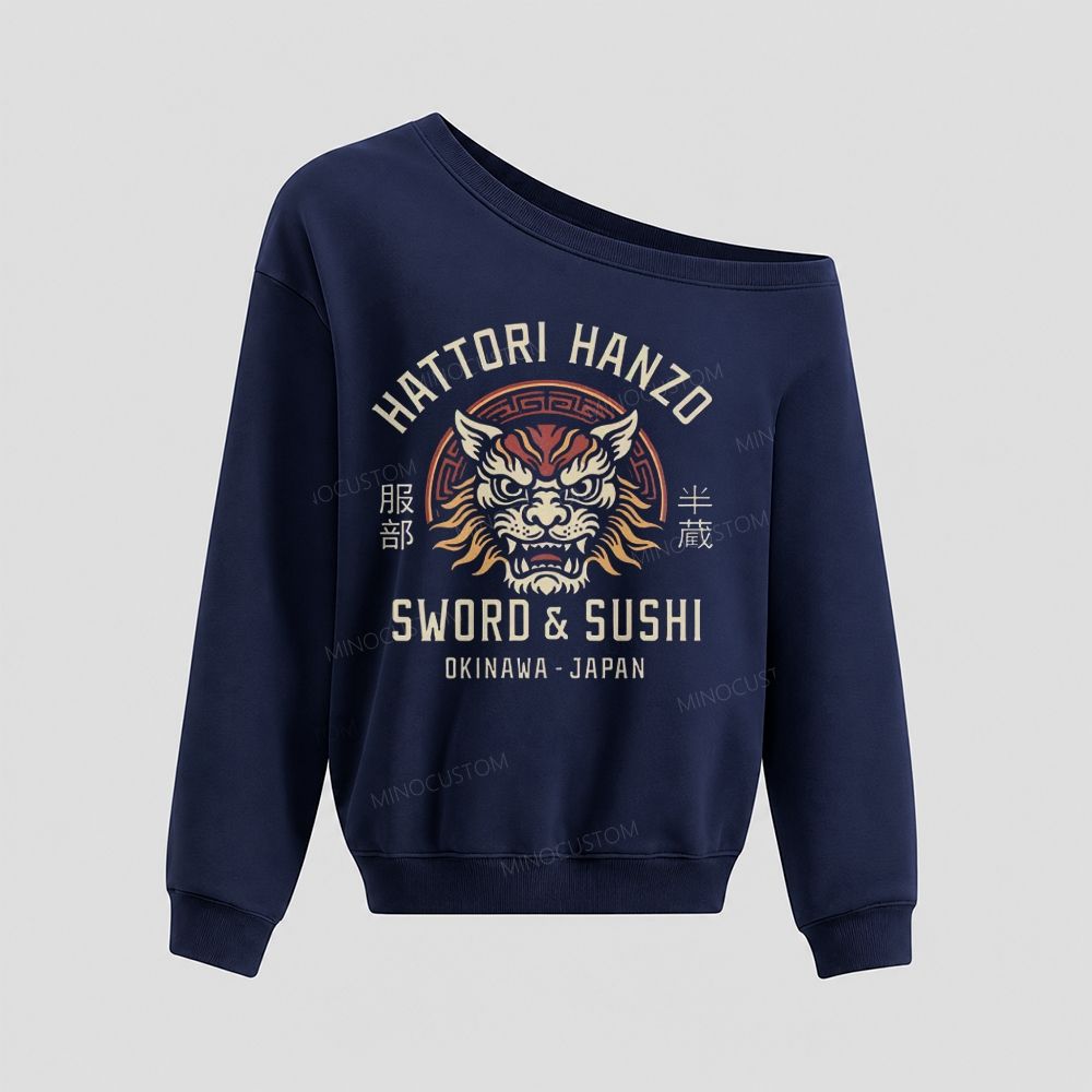 Vintage Hattori Lion Off The Shoulder Sweatshir