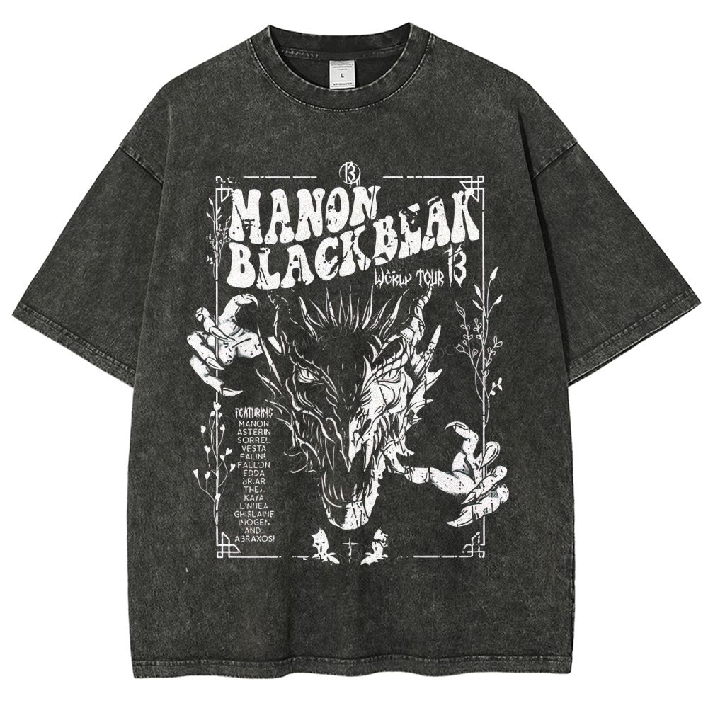 Vintage World Tour Dragon Graphic Unisex Fit Washed T-Shirt