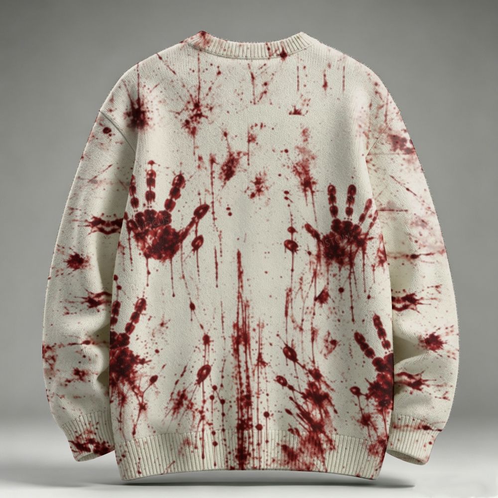 Men's  Halloween Do Not Follow Me Print Raglan Sweater