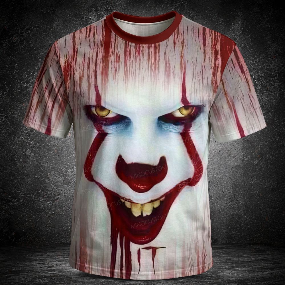 Men's  Vintage Bloody Creepy Clown Horror Short Sleeve T-shirt