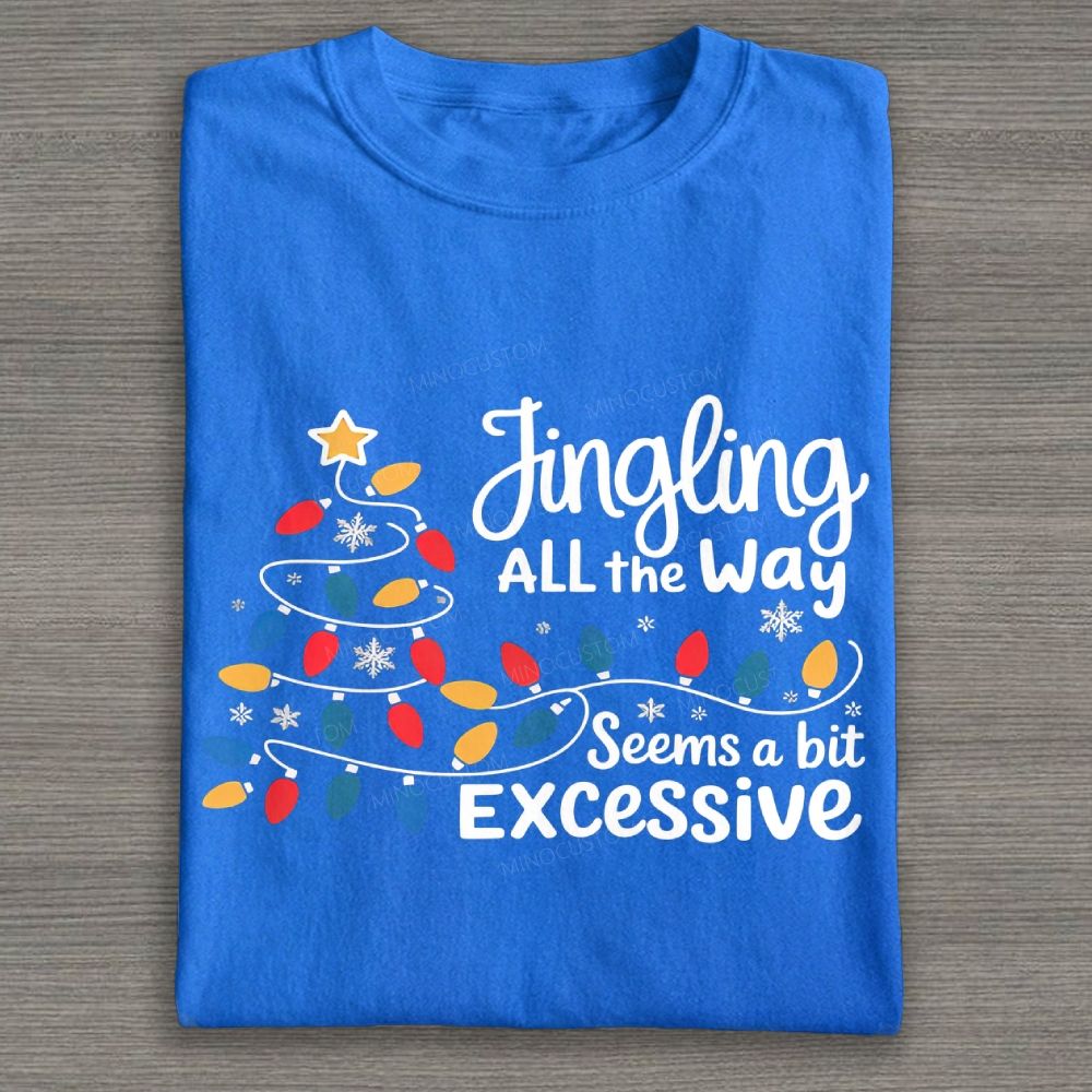 Jingling All The Way Christmas Tree Lights Graphic Cotton T-shirt