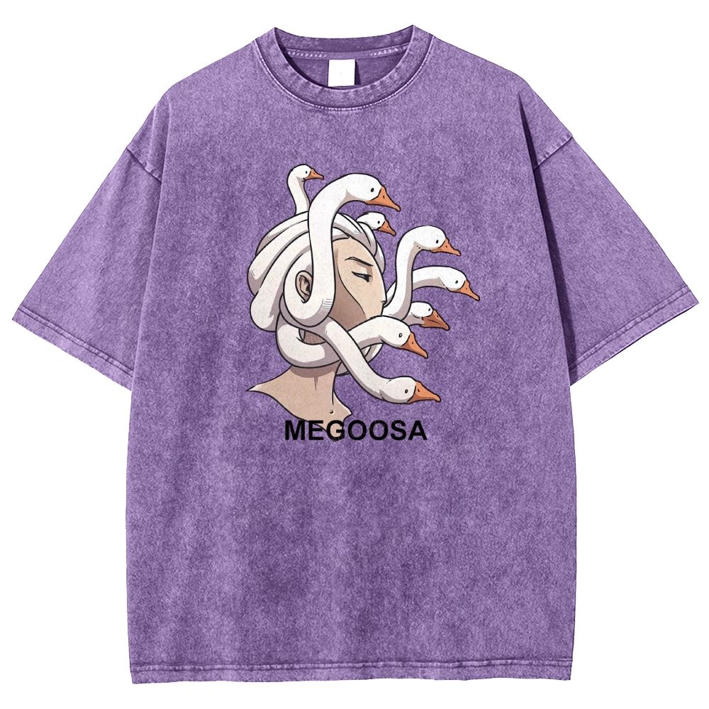 Megoosa Medusa Goose Funny Graphic Washed T-shirt