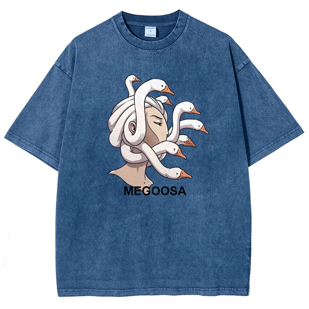 Megoosa Medusa Goose Funny Graphic Washed T-shirt