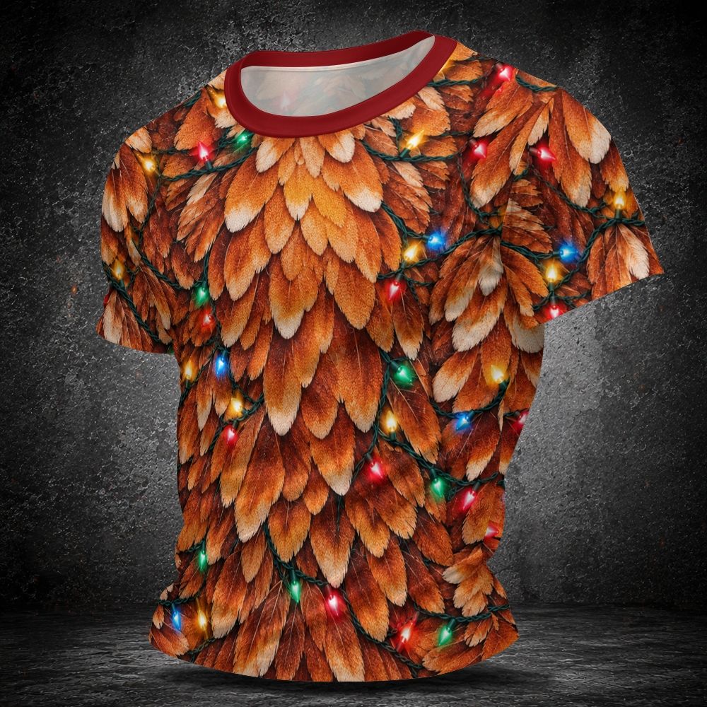 Turkey Feathers Christmas Lights Print  Short Sleeve T-shirt 