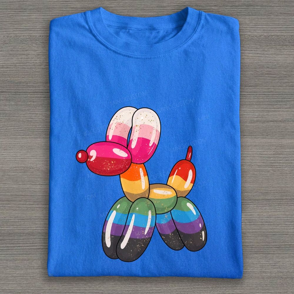 Rainbow Balloon Dog Graphic Cotton T-shirt