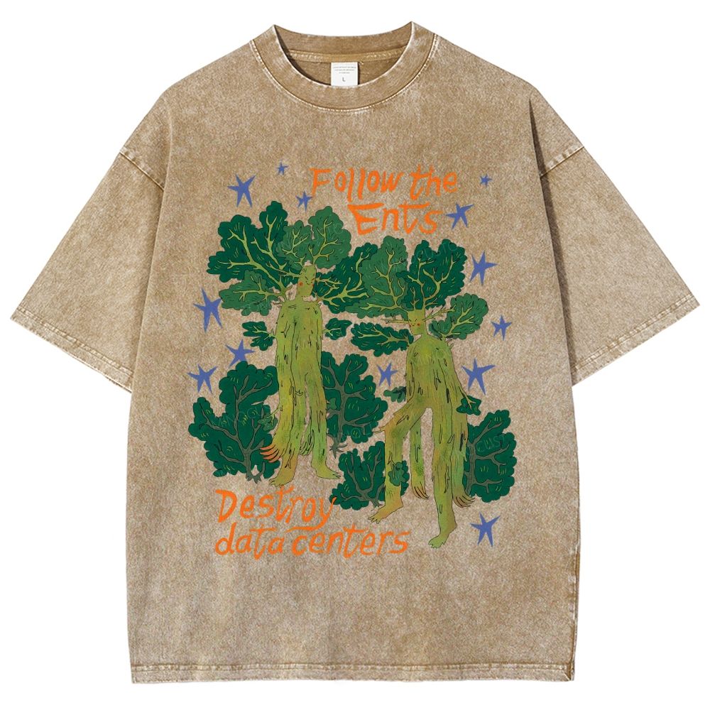 Vintage Washed Tree Human Creature Graphic Unisex Fit Washed T-Shirt