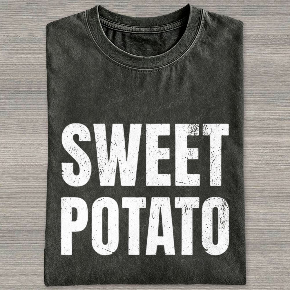 Sweet And Rude Potato Humor Matching Washed T-shirt