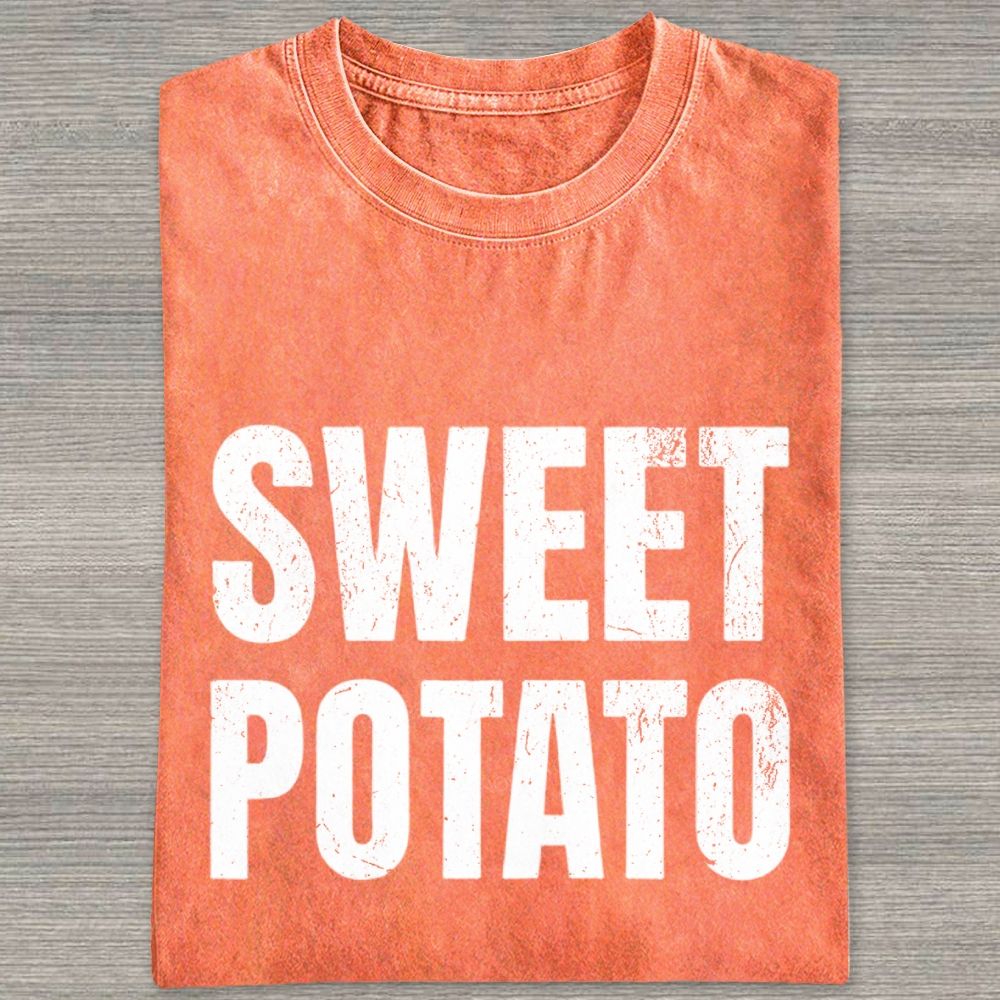 Sweet And Rude Potato Humor Matching Washed T-shirt