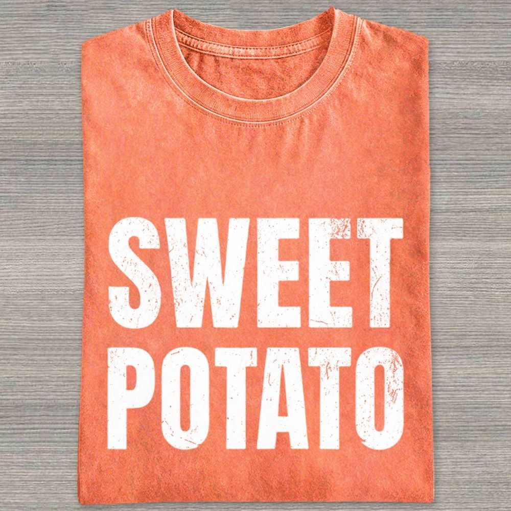 Sweet And Rude Potato Humor Matching Washed T-shirt