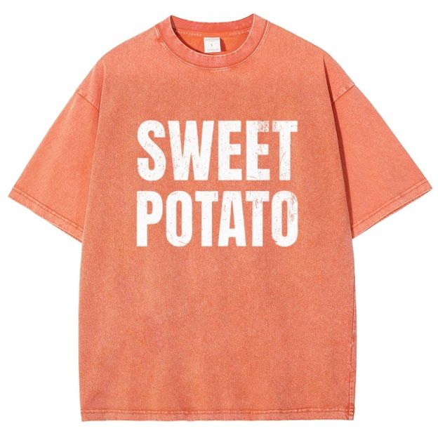 Sweet And Rude Potato Humor Matching Washed T-shirt