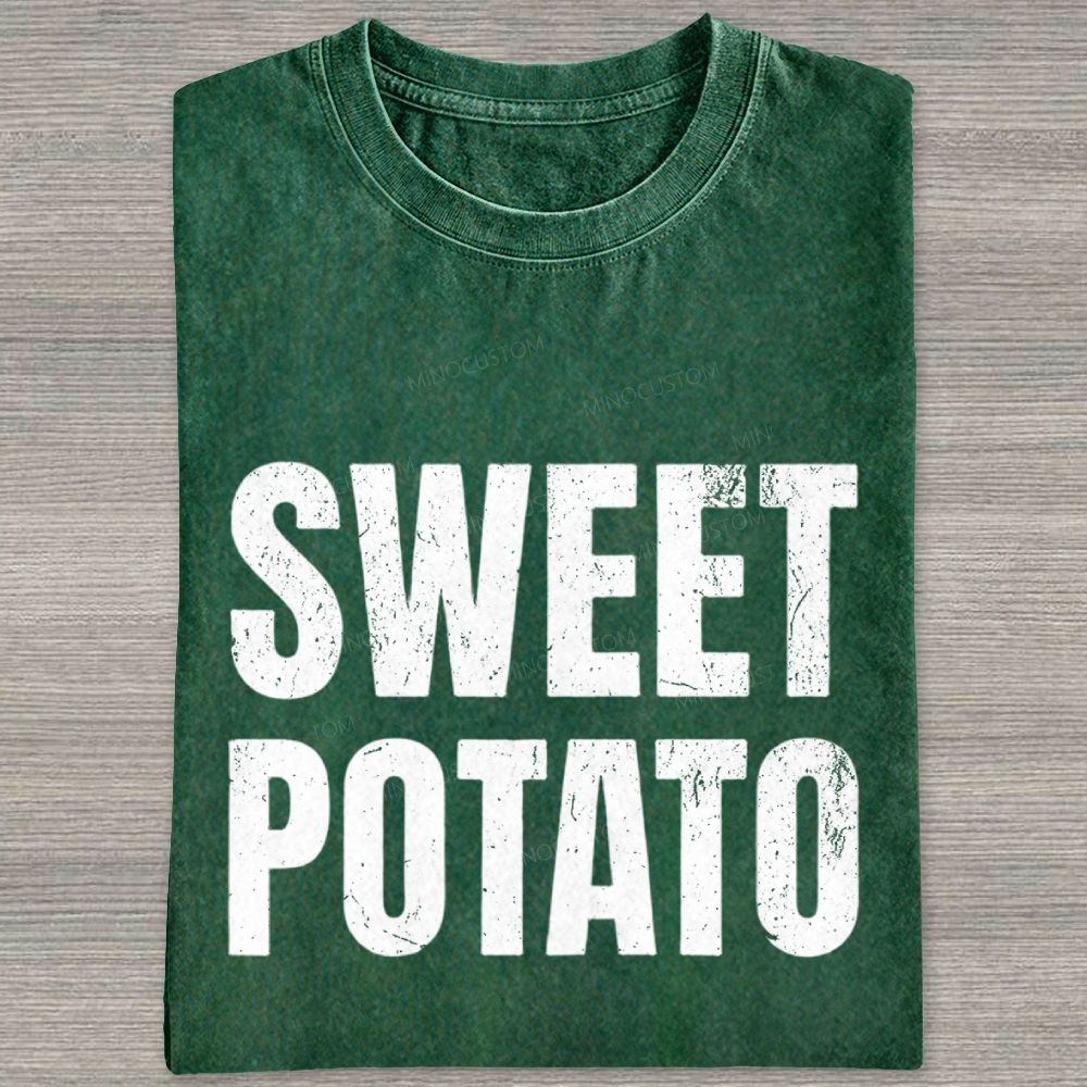 Sweet And Rude Potato Humor Matching Washed T-shirt