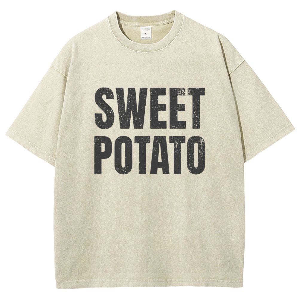 Sweet And Rude Potato Humor Matching Washed T-shirt