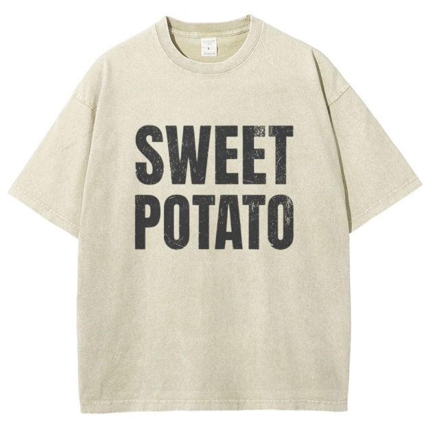 Sweet And Rude Potato Humor Matching Washed T-shirt
