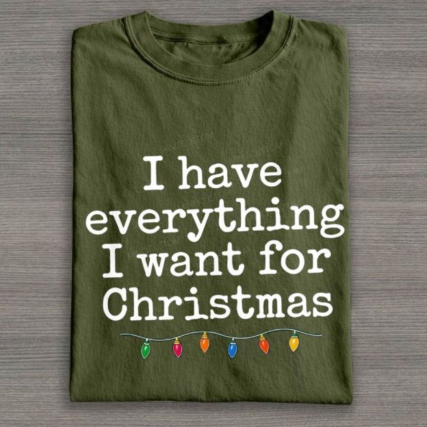 Minimalist Christmas Lights I Have Everything I Want For Christmas Cotton T-shirt