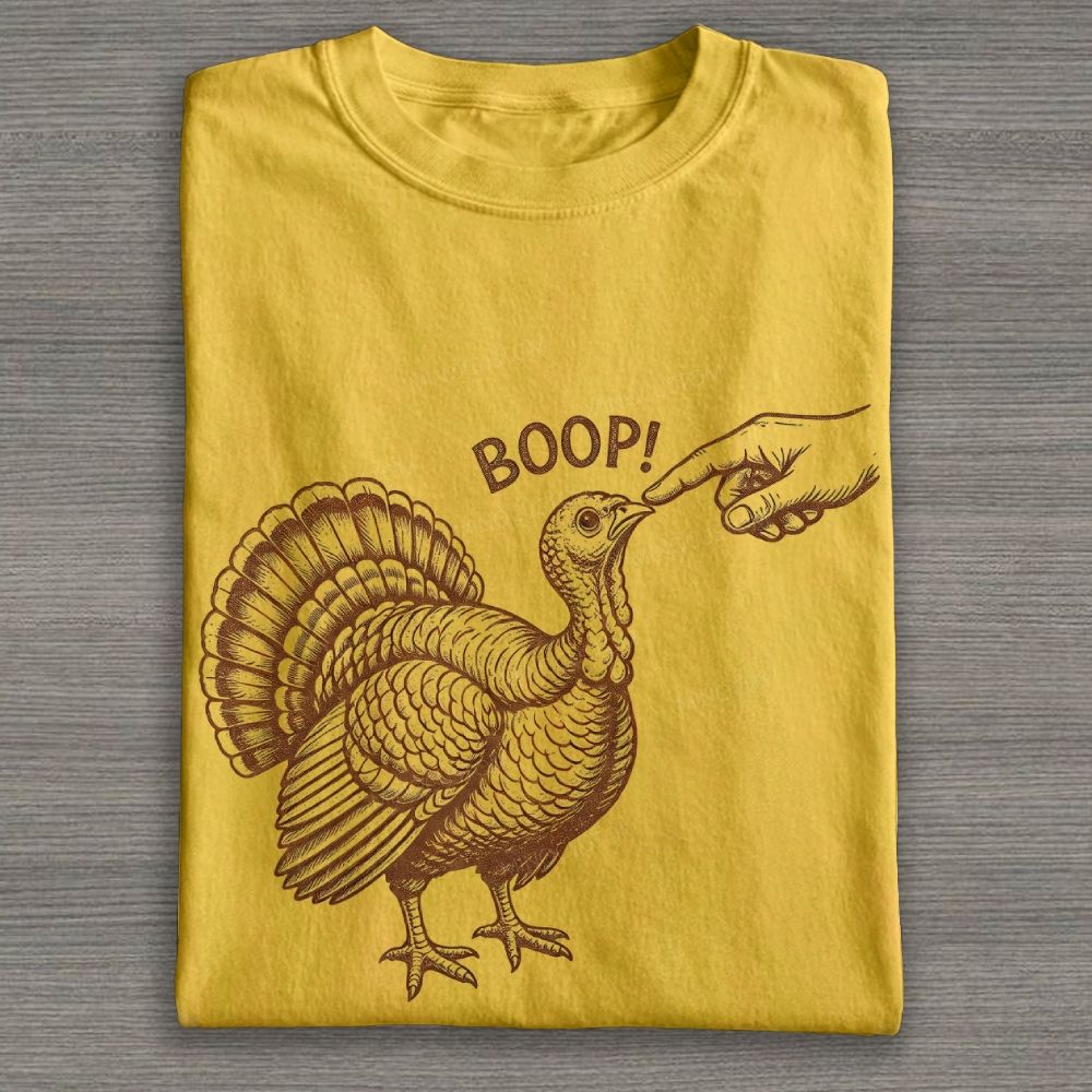 Boop Turkey Vintage Engraving Graphic Cotton T-shirt
