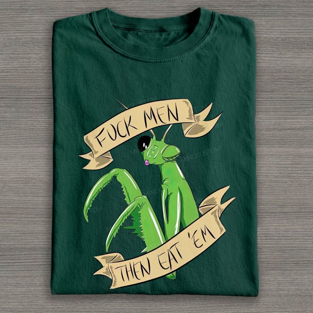 Praying Mantis Slogan Cotton T-shirt