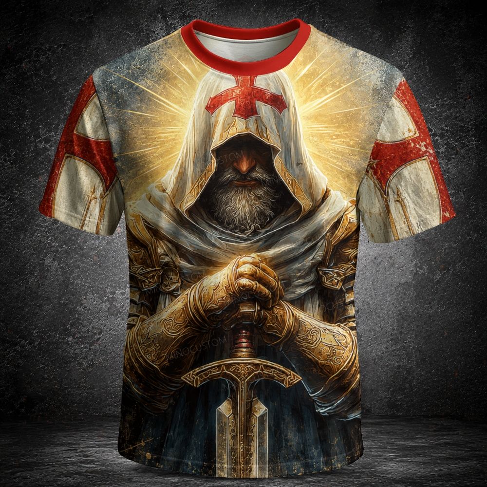 Men's  Vintage Retro Sword Knight Short Sleeve T-shirt