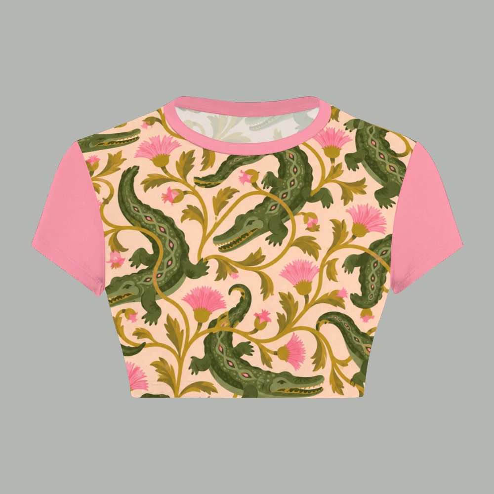 Vintage Crocodile Thistle Two Piece Skirt Set For Women