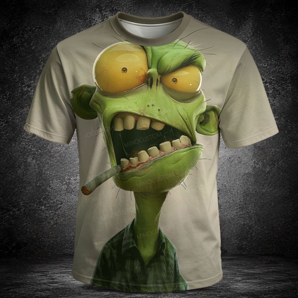 Men's  Vintage Funny Green Monster 3D Short Sleeve T-shirt