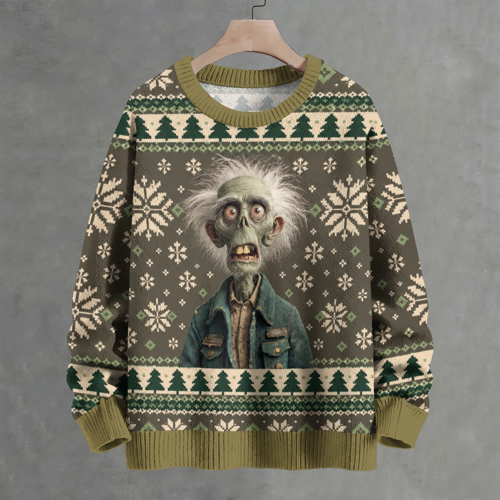 Spooky Zombie Figure Ugly Crew Neck Sweater