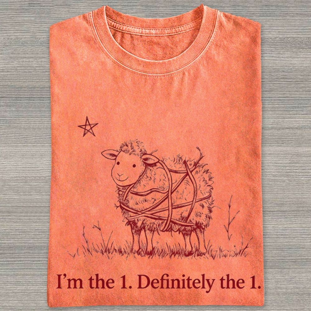 I'm the 1 Definitely the 1 Cute Sheep Pentagram Washed T-shirt