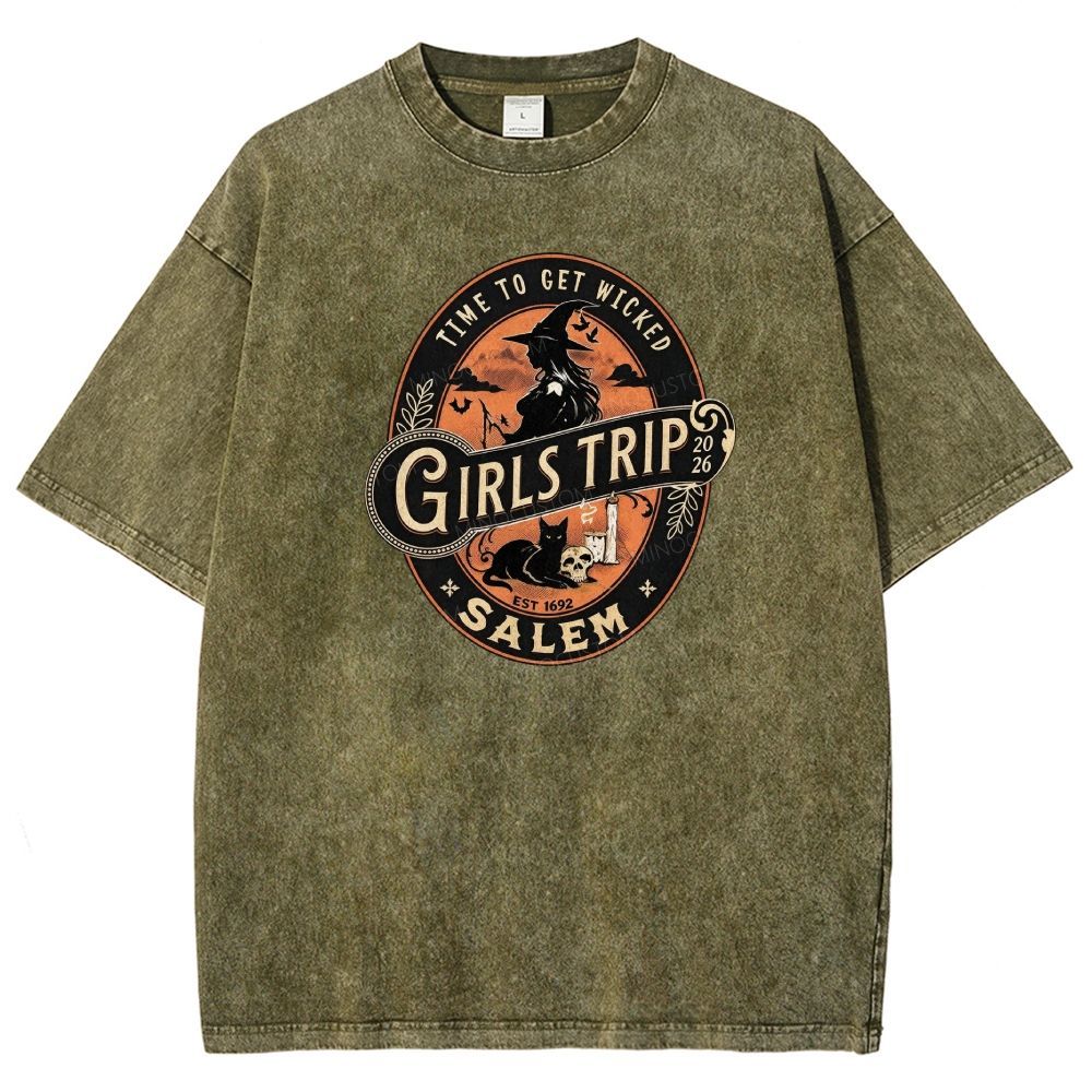 Witchy Salem Girls Trip EST 1692 Washed T-shirt