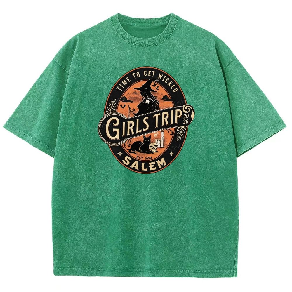 Witchy Salem Girls Trip EST 1692 Washed T-shirt