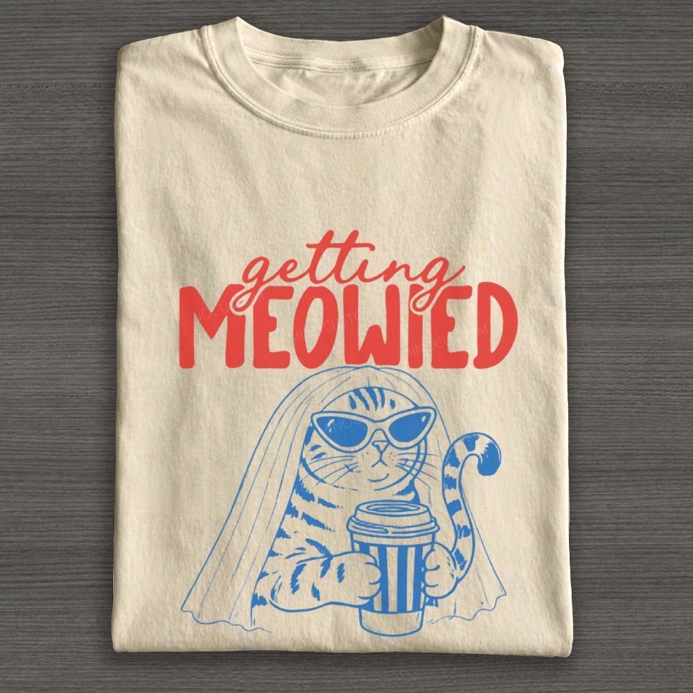 Getting Meowied Funny Bride Cat Coffee Bachelorette Cotton T-shirt